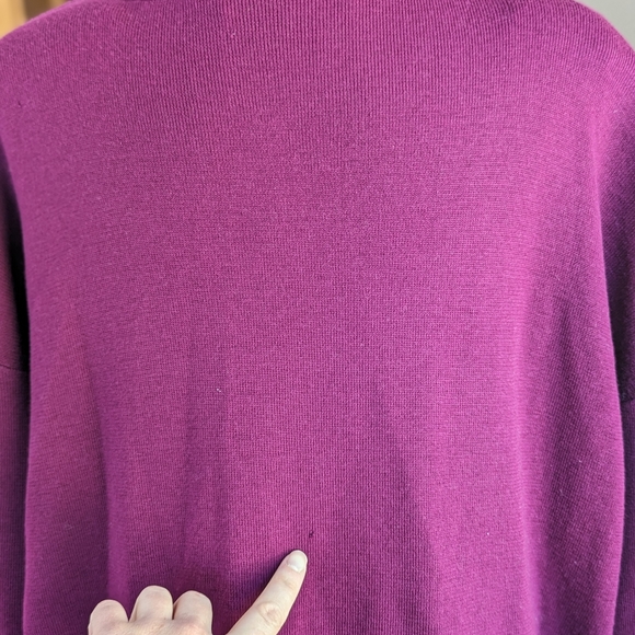 Vintage 90s Dana Buchman Purple Sweater Open Cardigan 100% Wool Drop Shoulder M - Picture 8 of 9